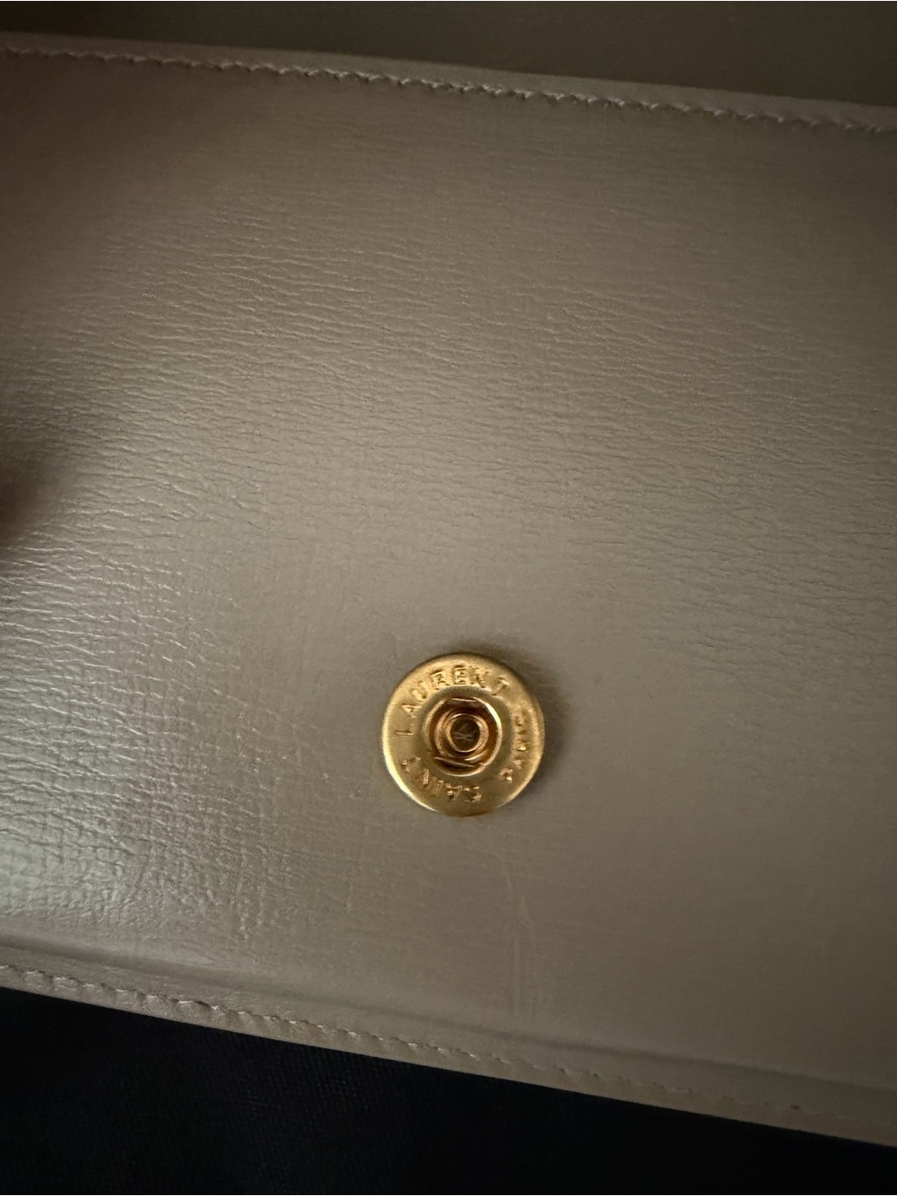 Saint Laurent Cassandre Phone Holder Crossbody Bag in Dark Beige - Picture 8 of 15